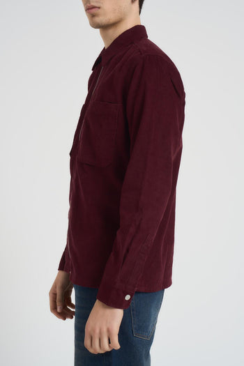 Camicia uomo a costine bordeaux - 3