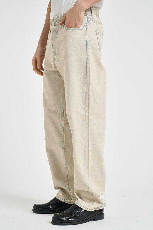 Jeans uomo baggy in denim crema - 2