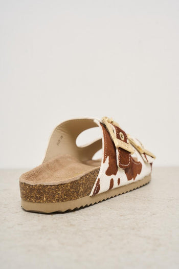 Brown and white cow women's sandal - 5