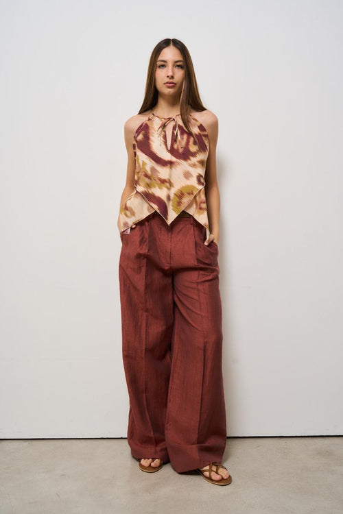 Top donna fantasia multicolor marrone