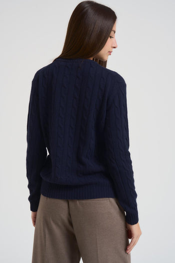 Maglia donna a trecce blu - 3