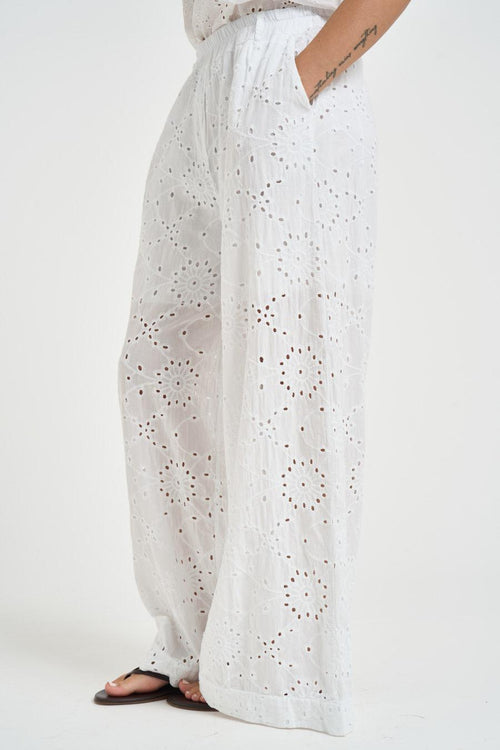 Pantalone donna in sangallo bianco - 2