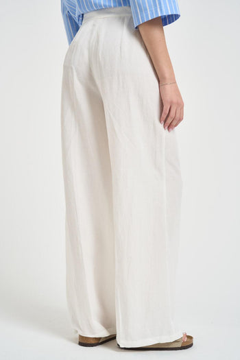Pantalone donna gamba larga bianco - 3