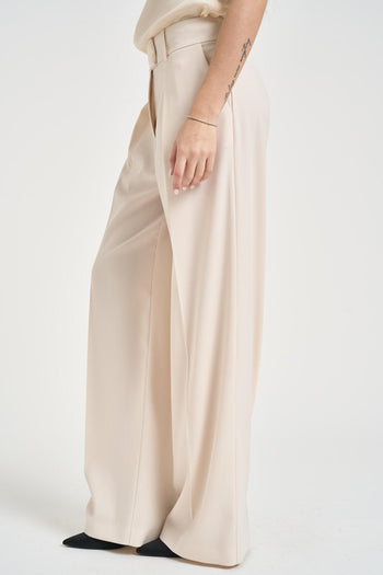 Pantalone donna a palazzo panna - 3