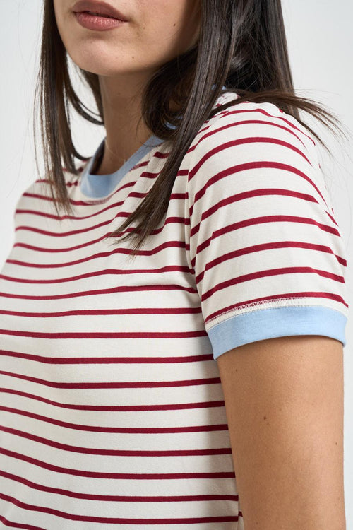 T-shirt donna a righe bianche e rosse - 2