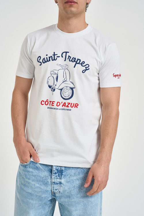 T-shirt uomo con stampa bianca