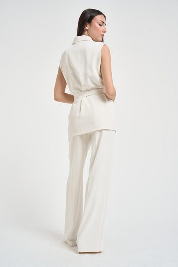 Abito donna gilet e pantalone latte - 6