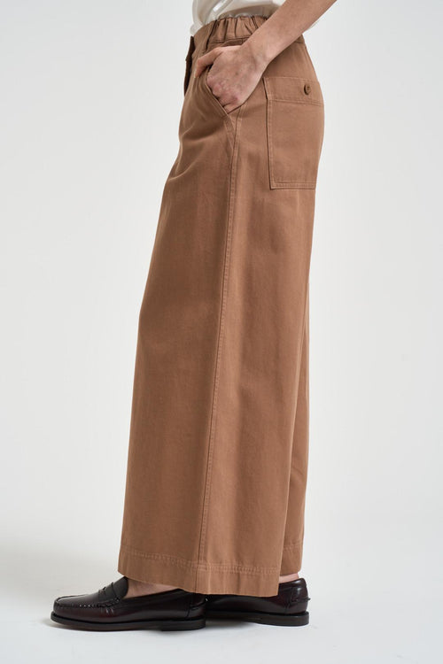 Pantaloni donna marroni a gamba ampia - 2