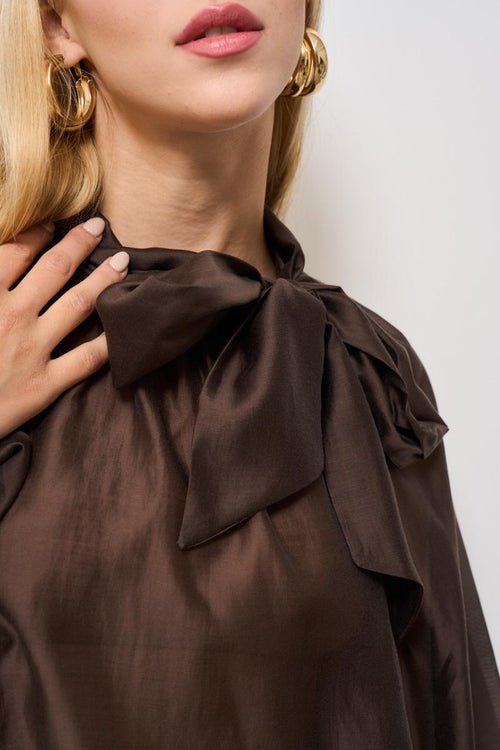 Camicia donna semitrasparente cioccolato - 2