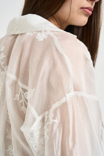 Camicia donna panna con ricami - 5