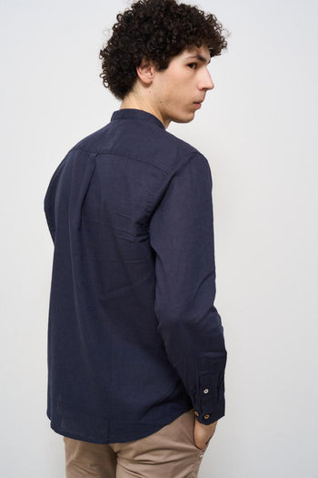 Camicia uomo alla coreana blu - 6