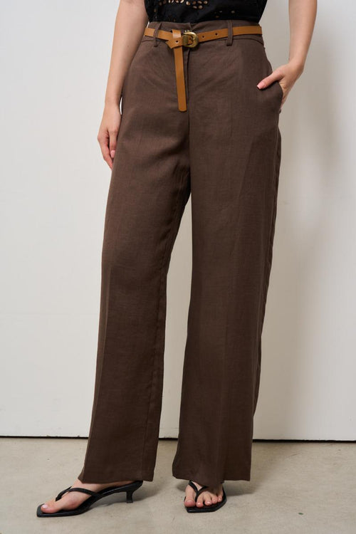 Pantalone donna a palazzo marrone - 2