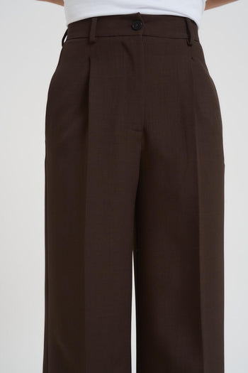 Pantalone donna a palazzo marrone - 5