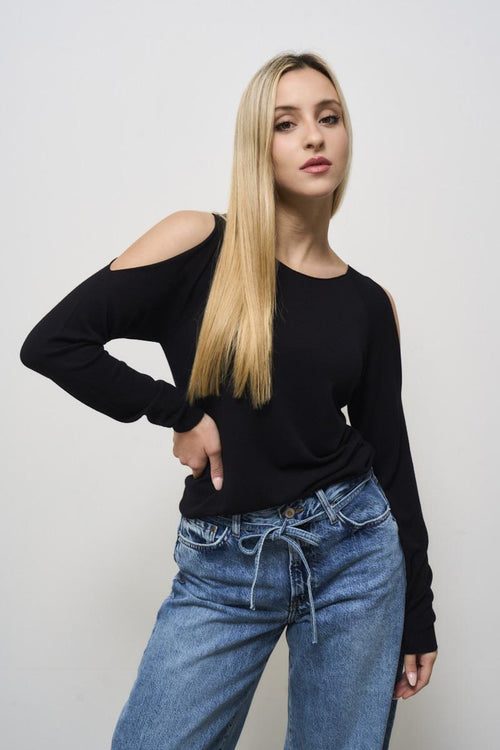 Women's black cut out sweater