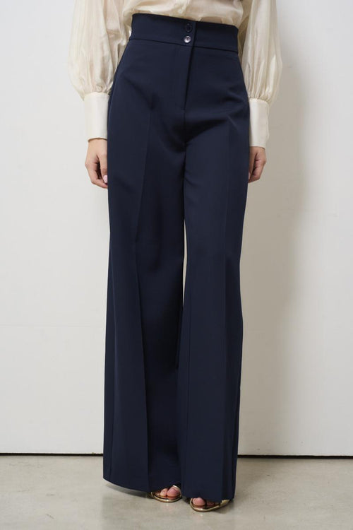 Pantalone donna blu a palazzo - 2