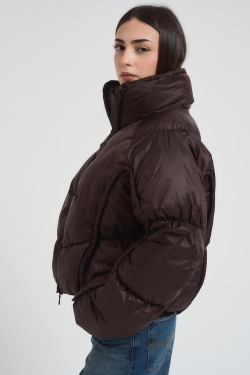 Piumino donna collo alto marrone - 2