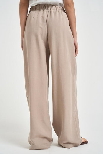 Pantalone donna con pinces beige - 3