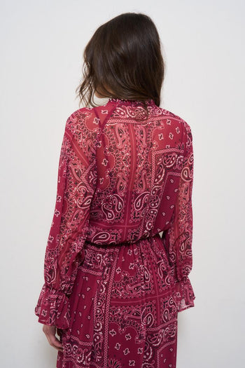 Abito donna lungo fantasia bandana rosso - 6