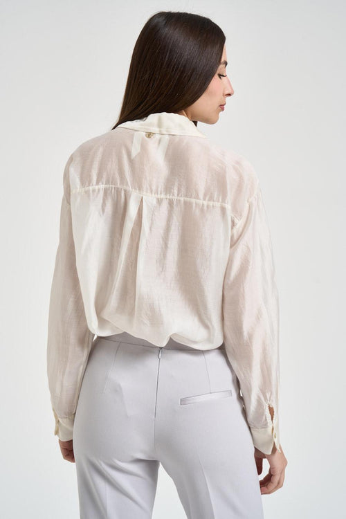 Camicia donna semi-trasparente burro - 2