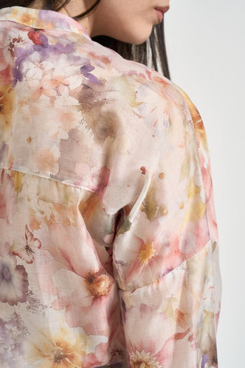 Camicia donna fantasia floreale rosa - 4