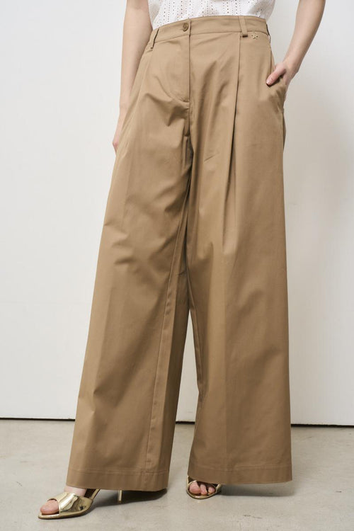 Pantalone donna beige con pinces - 2