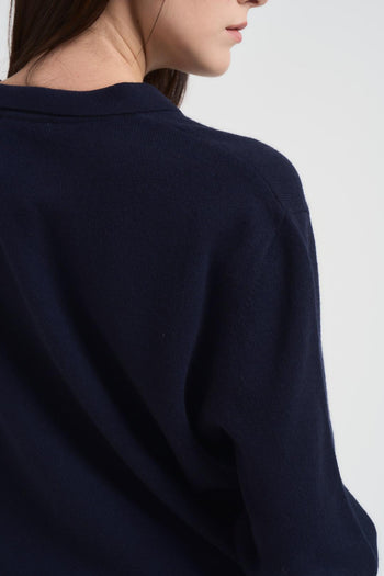 Maglione pullover donna collo polo blu - 5