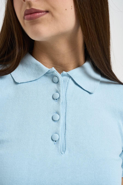 Polo donna in maglia celeste - 2