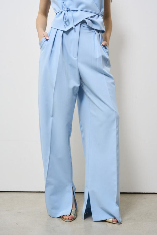 Pantalone donna celeste a palazzo - 1
