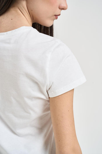 T-shirt donna girocollo con strass bianca - 3