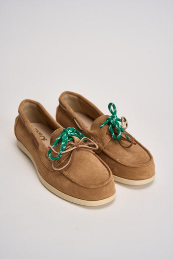Mocassino donna da barca in suede cammello - 3