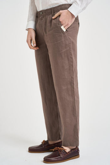 Pantalone uomo in lino fango - 3