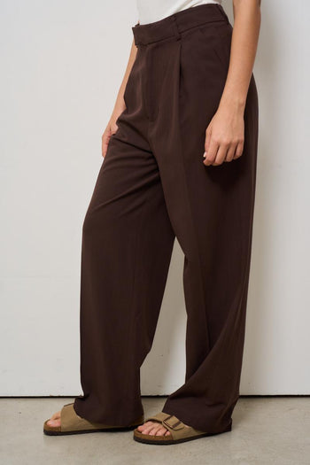 Pantalone donna a palazzo marrone - 3