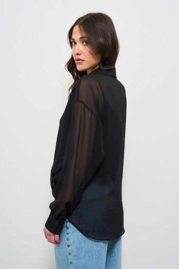 Camicia donna nera con incrocio - 4