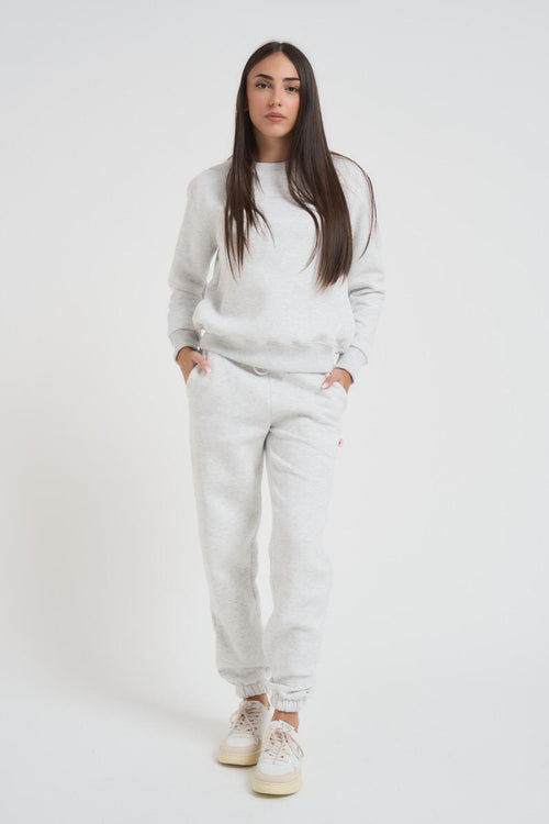 Felpa donna girocollo grigio chiaro