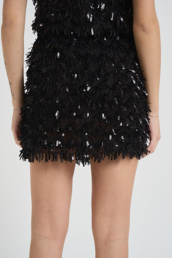 Minigonna donna con paillettes nera - 4