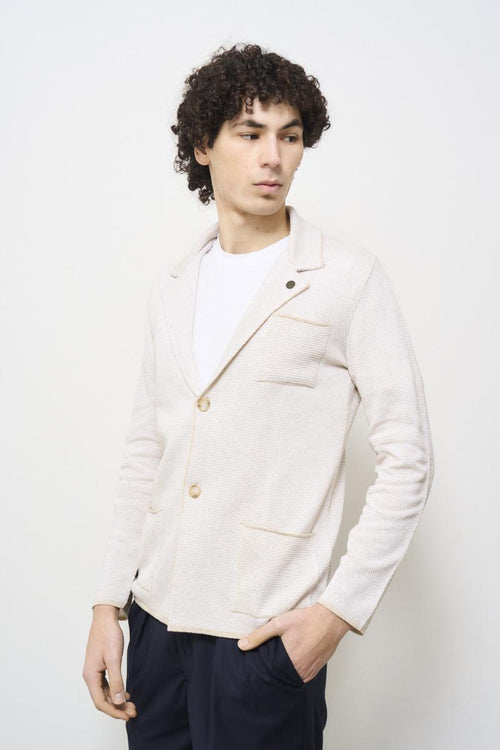 Giacca uomo in maglia panna