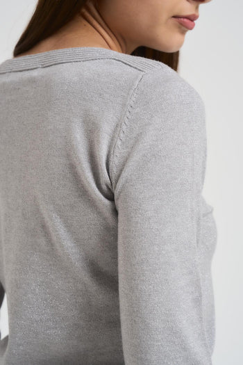 Maglia donna in lurex grigio chiaro - 5
