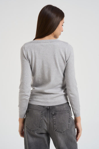 Maglia donna in lurex grigio chiaro - 3