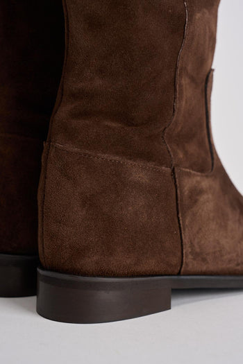 Stivale donna in suede marrone - 6