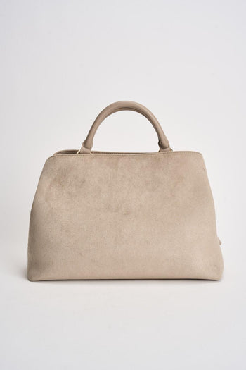 Borsa donna a mano in suede beige - 5