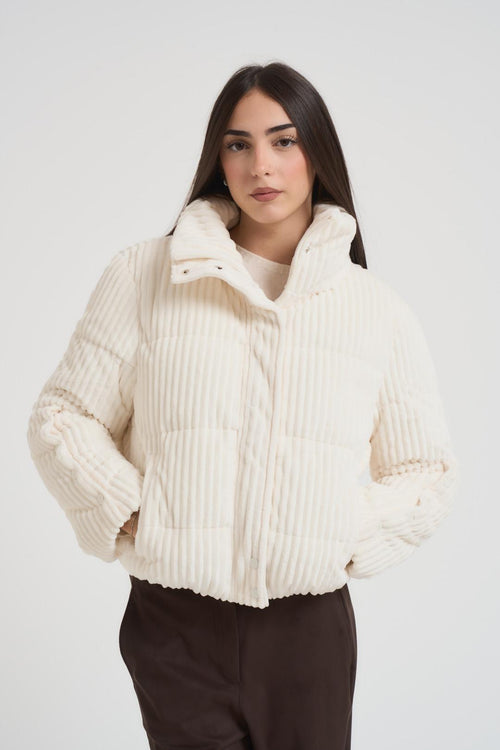 Piumino donna in velluto bianco