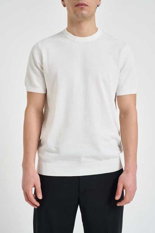 T-shirt uomo girocollo in maglia bianca - 2