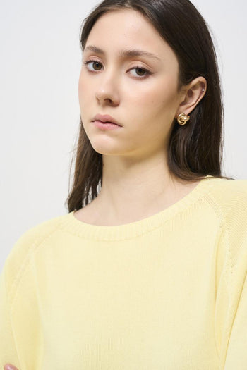 Women's round neck sweater, canary yellow - 4