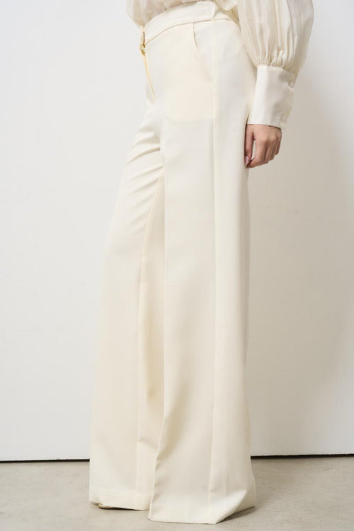 Women's cream palazzo trousers - 2