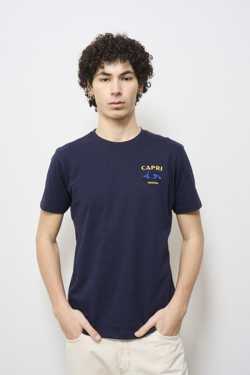 T-shirt uomo girocollo blu