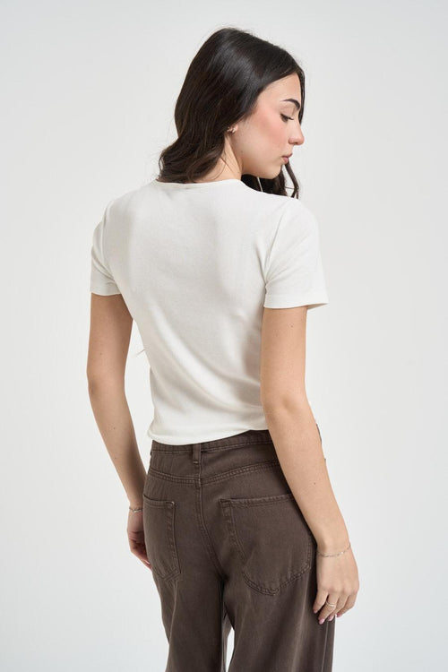 T-shirt donna con doppio laccetto bianca - 2