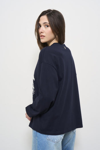 Felpa donna blu con stampa - 5