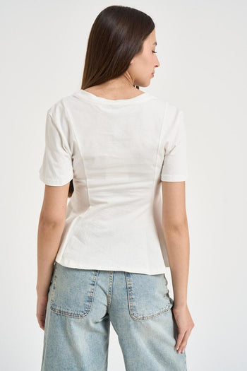 T-shirt donna fondo svasato bianca - 3