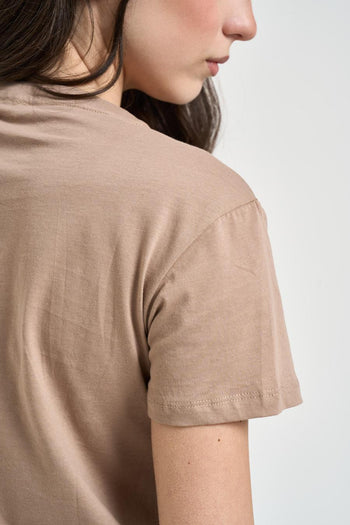 T-shirt donna con logo beige - 4