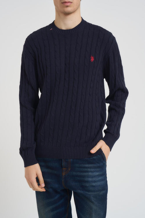 Maglia uomo a trecce blu